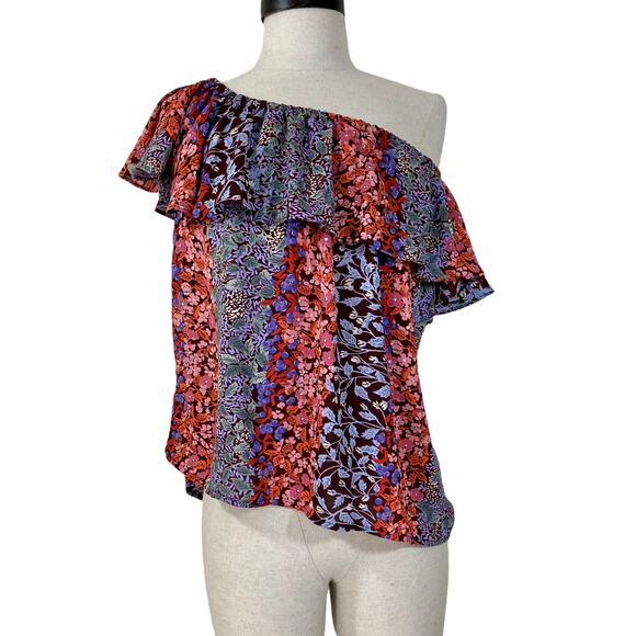 Anthropologie Maeve floral ruffle Top boho multicolor flower print - Picture 4 of 10